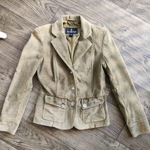 Y2K B Collection Vintage Olive Suede Leather Jacket Size Small